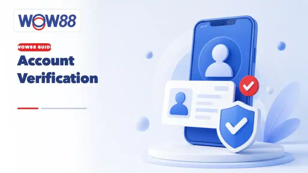 WOW88 account verification guide showing an ID verification checkmark icon