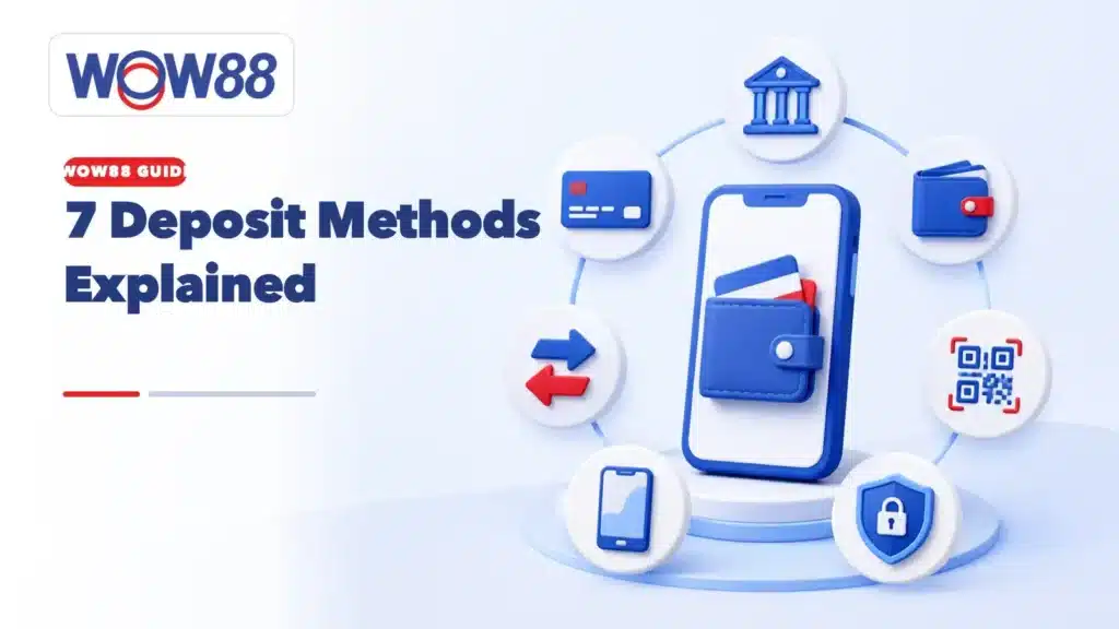 WOW88 payment methods guide showing multiple deposit option icons