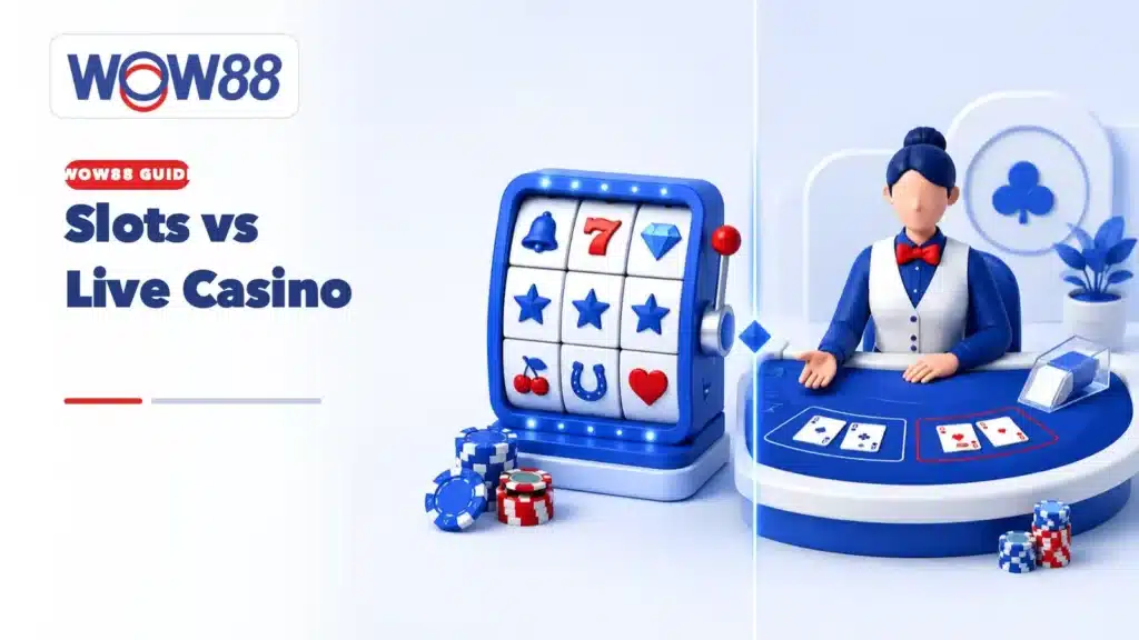Slot vs live casino guide showing a game comparison icon