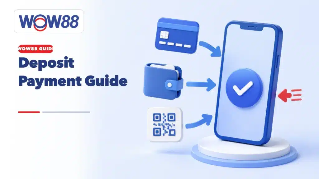 WOW88 deposit guide showing payment and funding method icons